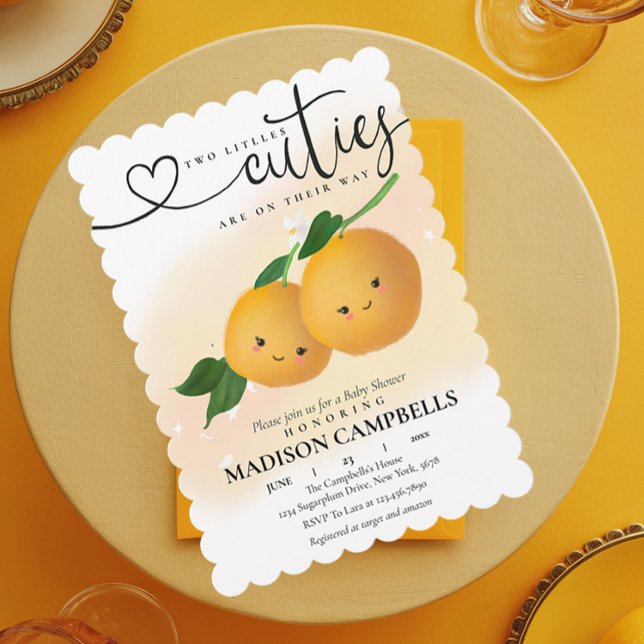 Two Little Cuties Are On The Way Citrus Invitation (Creator Uploaded)