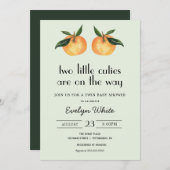 Two Little Cuties Are On the Way Twin Baby Shower Invitation (Front/Back)