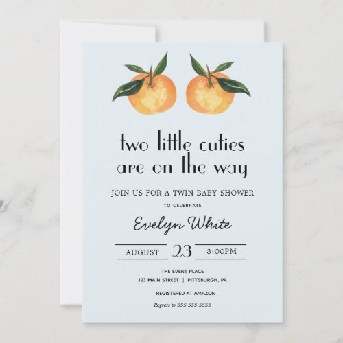 Two Little Cuties Are On the Way Twin Baby Shower Invitation