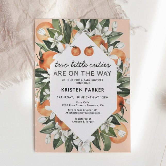 Two Little Cuties Are On The Way Twin Baby Shower Invitation (Creator Uploaded)