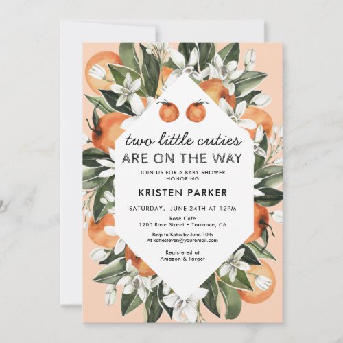 Two Little Cuties Are On The Way Twin Baby Shower Invitation