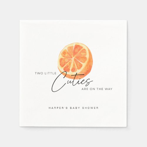 Two Little Cuties are on The Way Twin Orange Napkins