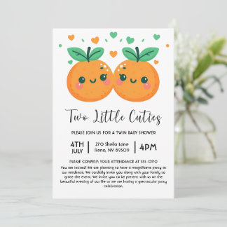 Two Little Cuties are on The Way Twins Baby Shower Invitation
