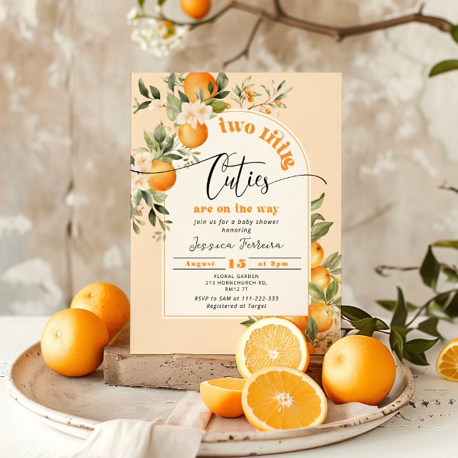Two little cuties are on the way twins baby shower invitation (Creator Uploaded)