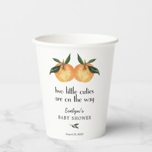 Two Little Cuties on the Way Baby Shower  Paper Cups
