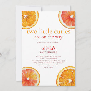 Two Little Cuties Orange Slices Twins Baby Shower Invitation