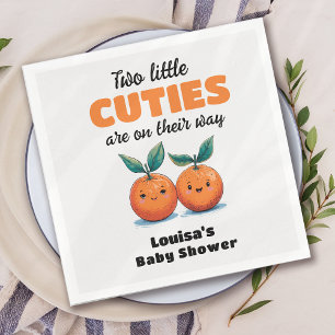 Two Little Cuties Orange Twin Baby Shower Napkins
