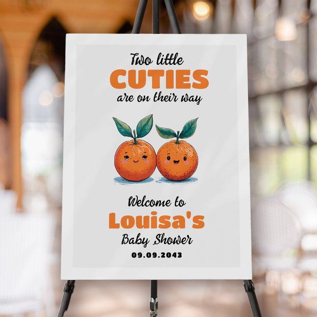 Two Little Cuties Orange Twin Baby Shower Weclome Foam Board (Creator Uploaded)