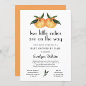 Two Little Cuties Twin Baby Shower by Mail Invitation (Front/Back)