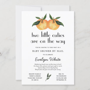 Two Little Cuties Twin Baby Shower by Mail Invitation
