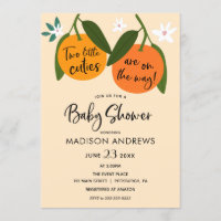 Two Little Cuties Twin Baby Shower Invitation