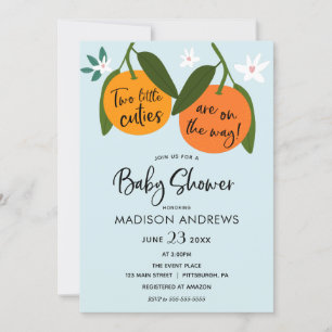 Two Little Cuties Twin Baby Shower Invitation