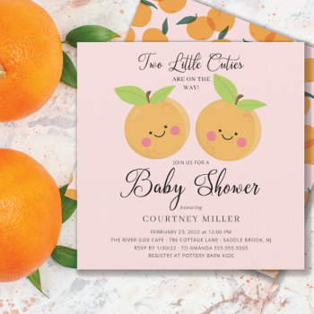 Two Little Cuties Twins Baby Shower Invitation by invitationstop at Zazzle