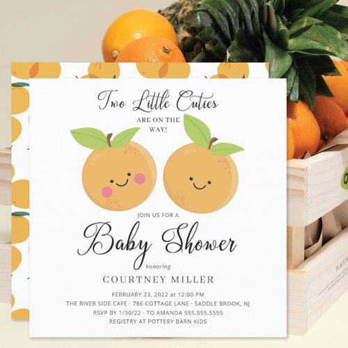 Two Little Cuties Twins Baby Shower Invitation