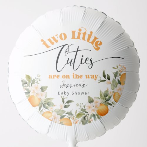 Two little cuties twins baby shower oranges balloon