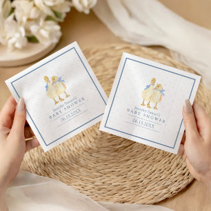 Two Little Ducklings Classic Boy Twins Baby Shower Napkins