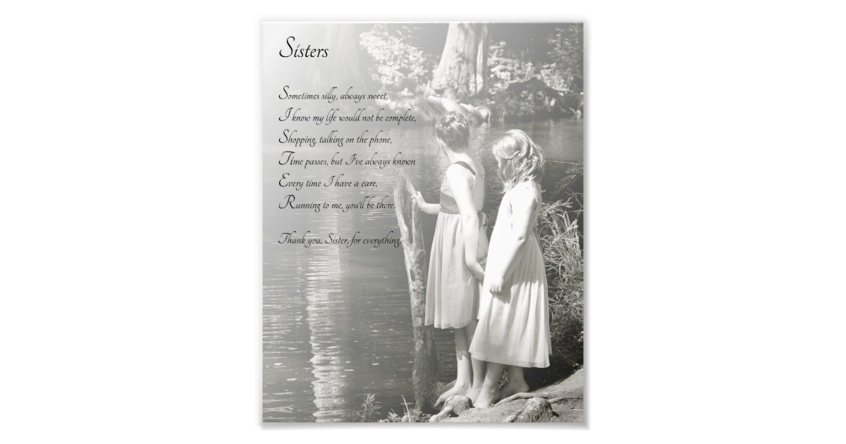 Two Little Girls Sisters Thank You Poem Print Zazzle Com