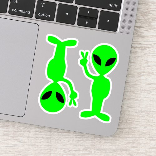 Two Little Green Peace Aliens Sticker