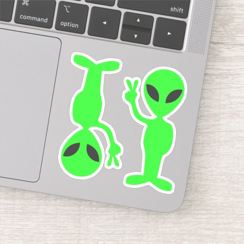 Two Little Green Peace Aliens Sticker