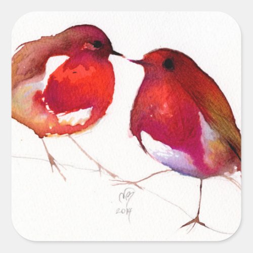 Two Little Ink Birds 2014 Square Sticker