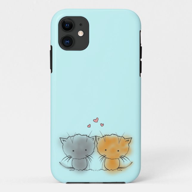 Two Little Kittens Illustration Orange and Grey Case-Mate iPhone Case (Back)