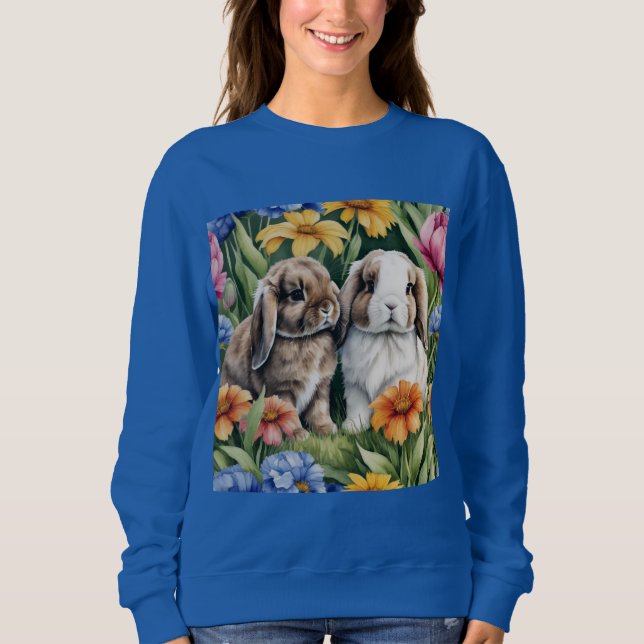 Two Little Lop Bunny rabbits  Sweatshirt (Front)