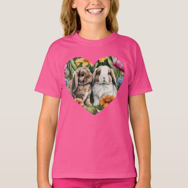 Two Little Lop Bunny rabbits T-Shirt (Front)