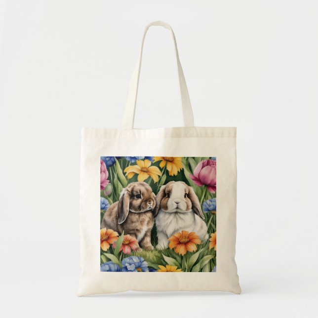 Two Little Lop Bunny rabbits Tote Bag (Front)