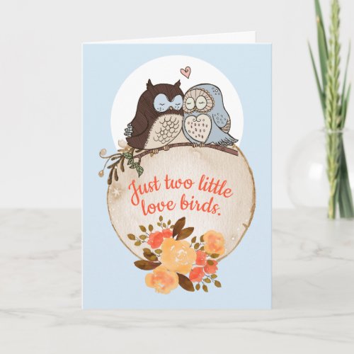 Two Little Love Birds Owls Anniversary Card