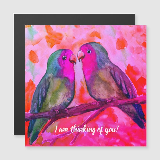 Two little lovebirds,I am thinking of you (Front/Back)
