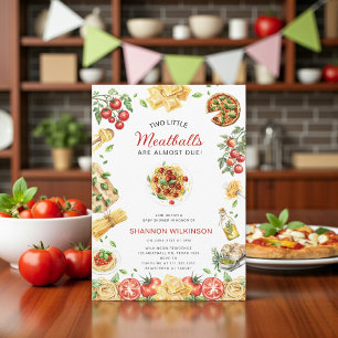 Two Little Meatballs Italian Pasta Baby Shower Invitation
