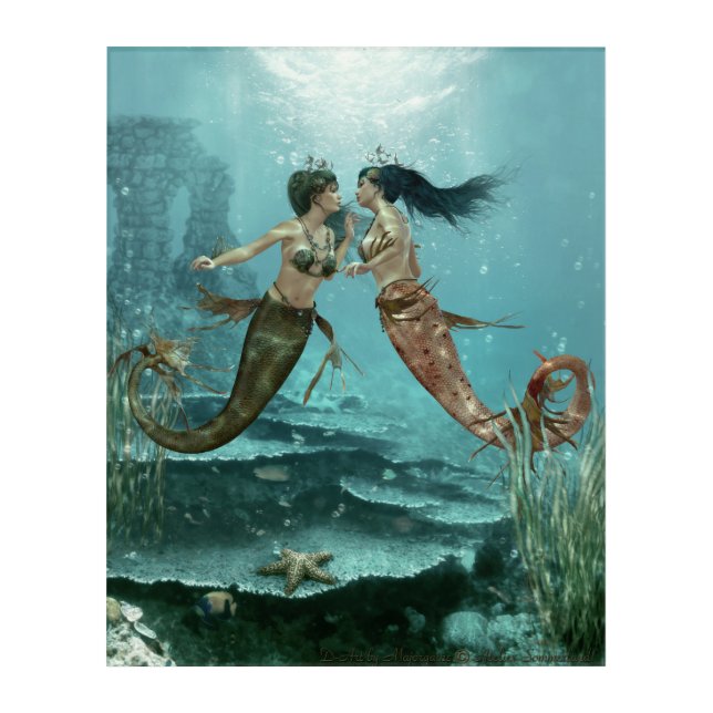 Two Little Mermaids Acrylic Print (Front)