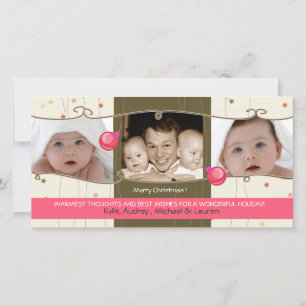 Two Little ornaments - holiday photocard