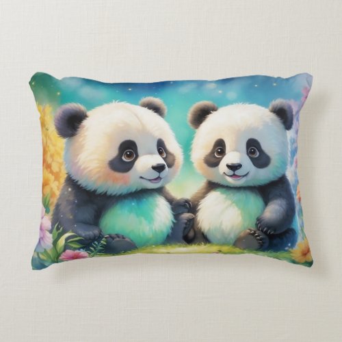 Two little pandas  accent pillow
