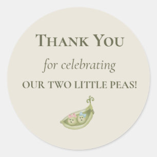 Two Little Peas Twin Baby Shower Favor Thank You Classic Round Sticker