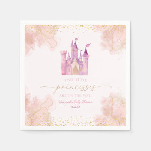 Two Little Princesses Castle Twins Baby Shower Napkins