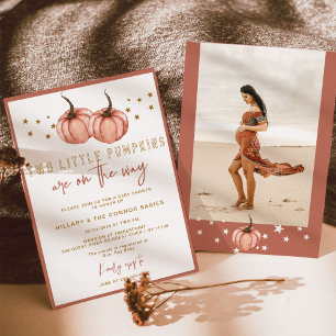 Two Little Pumpkin are on the way TWIN Baby Shower Invitation
