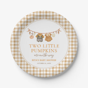 Two Little Pumpkins Autumn Fall Twins Baby Shower Paper Plates