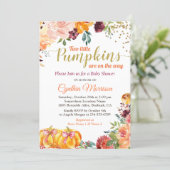 Two Little Pumpkins Autumn Twin Girl Baby Shower Invitation (Standing Front)