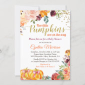 Two Little Pumpkins Autumn Twin Girl Baby Shower Invitation (Front)
