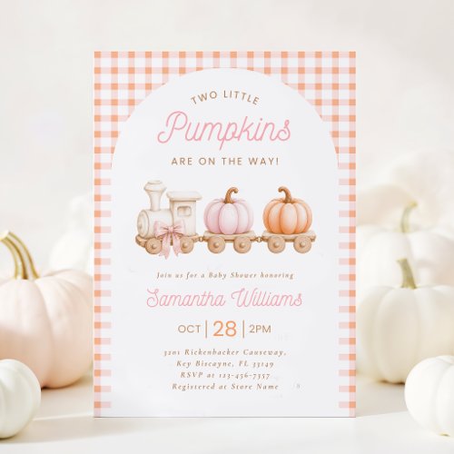 Two Little Pumpkins Girl Baby Shower Invitation