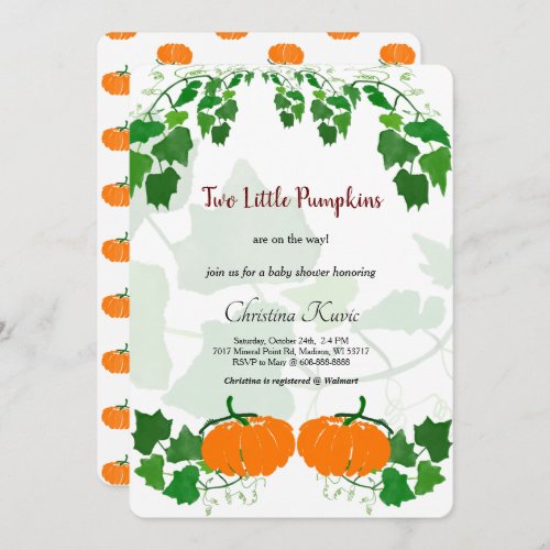 Two Little Pumpkins Invitation