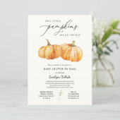 Two Little Pumpkins Twin Baby Shower by Mail Invitation (Standing Front)