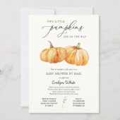 Two Little Pumpkins Twin Baby Shower by Mail Invitation (Front)
