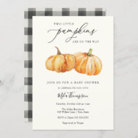 Two Little Pumpkins Twin Baby Shower Invitation