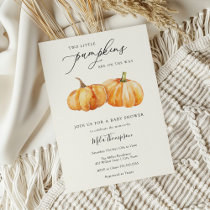 Two Little Pumpkins Twin Baby Shower Invitation