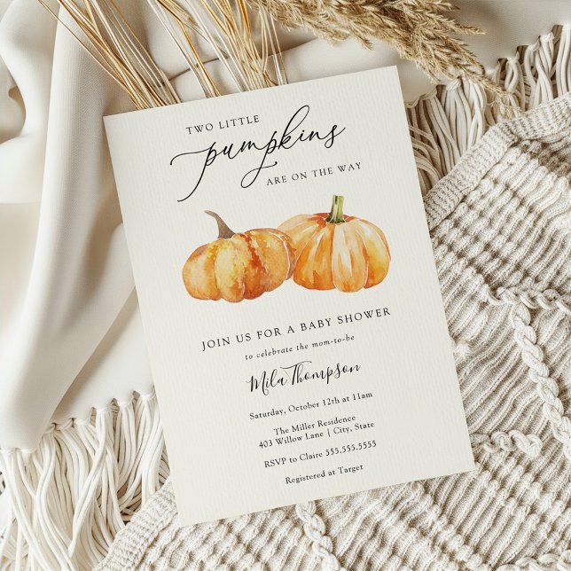Two Little Pumpkins Twin Baby Shower Invitation (Creator Uploaded)