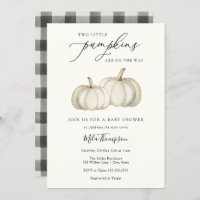 Two Little Pumpkins Twin Baby Shower Invitation