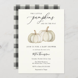 Two Little Pumpkins Twin Baby Shower Invitation