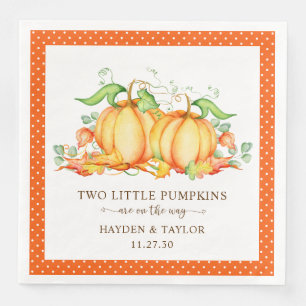 Two Little Pumpkins Twin Baby Shower Paper Dinner Napkins